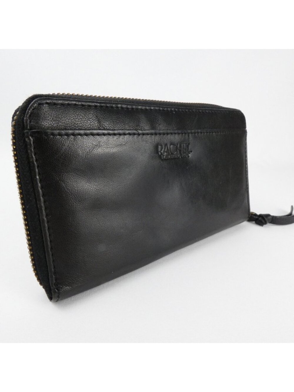 RACHEL Rachel Roy Wallet Black Genuine Leather Rectangle Zip Around Closure